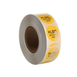 I-Chem 503-0004 1in Round Yellow Sulfuric Acid Color-Coded Environmental Sample Labels 1000/CS