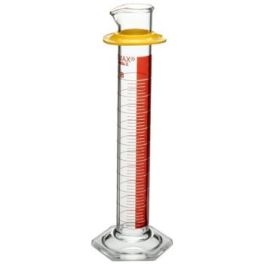 Kimble 20024D-100 100mL Class-B Cylinder with Single Metric Scale and Red Stripe and SAFE-GARD Bumper 4/CS