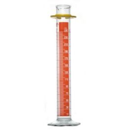 Kimble 20024D-250-1 250mL Class-B Cylinder with Single Metric Scale and Red Stripe and SAFE-GARD Bumper 12/CS