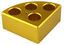 Scilogex 18900049 Gold quarter reaction block, 4 holes 16ml reaction vessel 21.6mm dia x 31.7mm depth