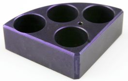 Scilogex 18900003 Purple quarter reaction block, 4 holes 20 ml reaction vessel 28mm dia x 24mm depth
