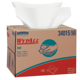Kimberly Clark 34015 WypAll Task Teri Wipe X60 Light Duty White Non-Sterile Cellulose / Polypropylene 12-1/2 X 16-4/5 Inch Reusable  180/PK