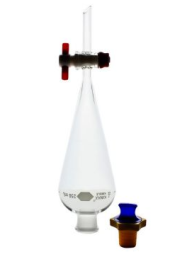 Kimble 29049F-250 250mL KIMAX Squibb Separatory Funnel With PTFE Stopcock And Plastic Stopper 4/CS
