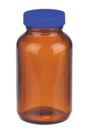I-Chem 241-0120 120mL Processed Wide-Mouth Amber Glass Packer With Cap 12/CS