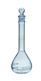 VWR 10124-356 Volumetric Flask 250mL, Clear Glass, Class A, with Penny Head Glass Stopper, 12/CS