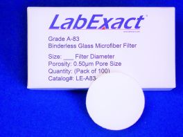 LabExact  LEA83-2100  Grade A-83  0.5um Nano-Scale Binderless glass fiber filter  2.1cm 100/PK